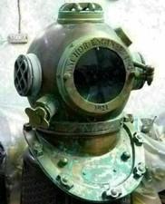 Casque d'ancre marine vert ancien plongée SCA Divers US Navy Mark V cadeau