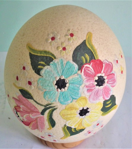 Oeuf autruche peint main - oeuf,
