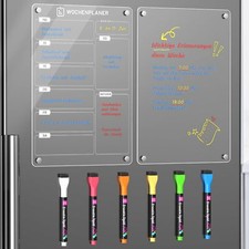Lot de 2 Tableau Magnetique Frigo A4 30 x 20cm Planning Frigo Magnetique et M...