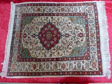 Beau Vieux Fin Tapis En Soie, Tapis D'Orient, Soie Sur Soie