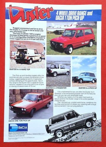 1984 dacia duster - 1984-86, sales