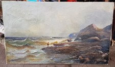 grande toile marine ancienne a