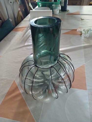 Vase verre souffle vert - souffle,