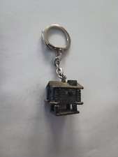Vintage 70' Wooden Mountain Cabin Ski Keychain Metal Keychain