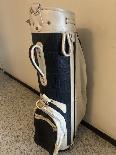 Sac golf vintage cuir bleu - sac,