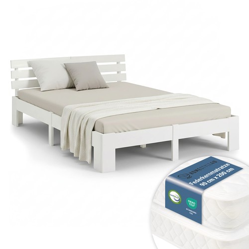 Cadre lit 180x200 bois blanc - 180x200,