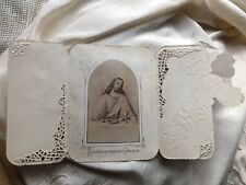 Antique French Pierced Lace Souvenir First Communion Holy Prayer Card c1900