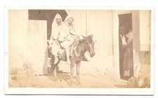 Two Arab men in burnous on their year Photo CDV Mongin Setif Algeria 1865