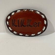 Tony Lama Leather 1970s Belt Buckle Kikker KIKK Houston Radio Station T4