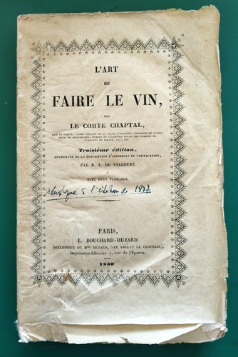 Comte chaptal art - vin, 3e