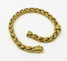 NYJEWEL Chimento 18k Yellow Gold 6mm Wide Woven Chain Bracelet 7.5"
