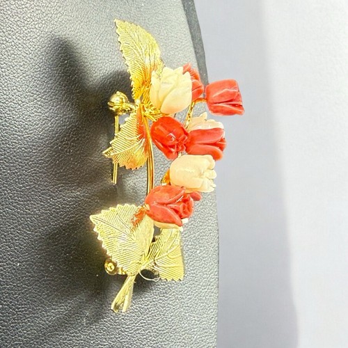 Broche vintage corail - broche,