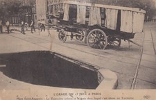 Old postcard card PARIS storm of June 15, 1914 pl st augustin taximeter