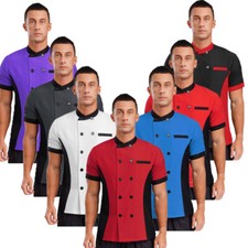 Unisex Men Women Cook Coat Hotel Uniform Service Jacket Shirt Tops Waitress BBQ