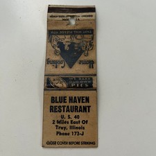 Blue Haven Restaurant Home Cooking Troy IL Vintage Matchbook Cover SMB11-4