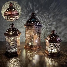 Laiton Effet Style Marocain Métal Lanternes Petit Moyen Grand Suspendu Décor