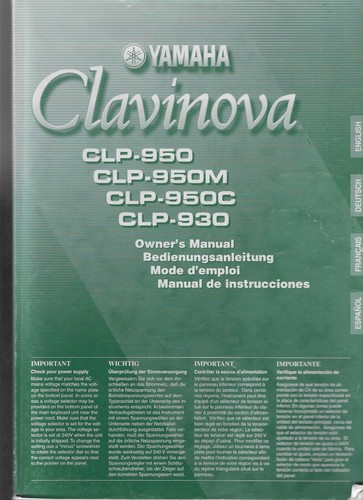 Yamaha clavinova owner - clavinova, owner's