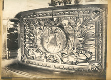 France, Chantilly, La chapelle, wrought iron grid vintage albumen print Ti