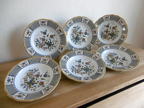 Six assiettes creuses faience - creuses,