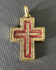 Ancien Pendentif Croix Bronze