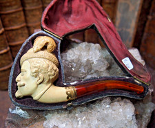 SEA FOAM CARVED CIGARETTE SMOKING PIPE depicting a Hungarian nobleman