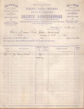 DUNKERQUE- FACTURE SOCIETE DUNKERQUOISE , TOILES SACS BACHES - 1923