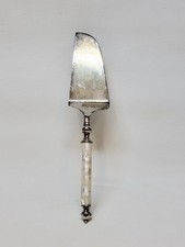 Antique Silver Metal Cake Peel Shovel And Mother of Pearl Handle