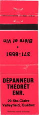 Depanneur Theoret Enr., Valleyfield Quebec, Canada Vintage Matchbook Cover