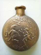 Mini Gourde en Métal - Décor Chasseur et Voleur - Diamètre 5 cm