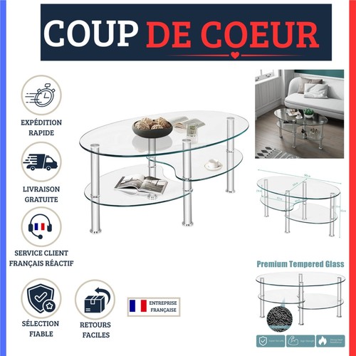 Table basse ovale verre - basse,