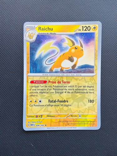 Carte pokémon raichu 026 165 - carte,