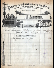 PARIS (XII°) ZINC & LEAD ORNAMENT FACTORY / WEATHER VANES "A. LIMBOURG" in 1914