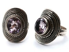 925 Amethyst Silver Crafted Nepali Ring