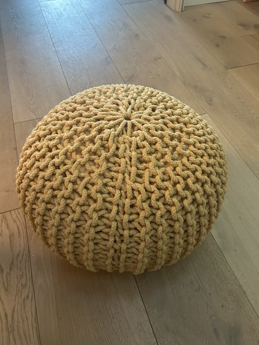 Round crocheted pouf - round, boho
