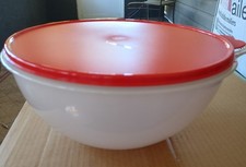 Tupperware That's A Bowl Large 32 C Sheer White Red AIR Tight Seal  THUMB LOOP 