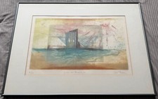 Vintage René Carcan Embossed Etching Abstract Signed Numbered Modern Art Framed