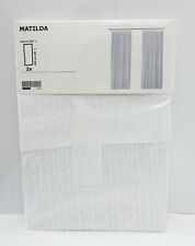 Ikea 1 Pair Long Sheer White 100% Cotton Matilda Tab Top Curtains Stitch Detail