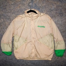 Vintage Raquette Tennis Windbreaker Jacket Women's Sz 9/10 Zip up Hood Ball Pckt