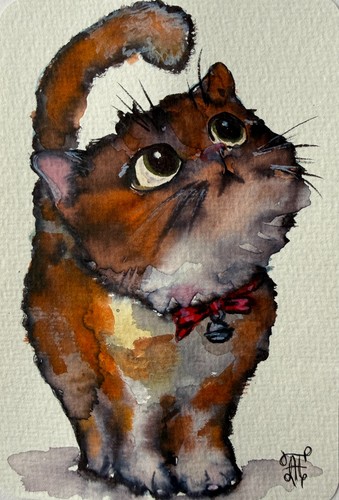 Peinture chat animal - , aquarelle