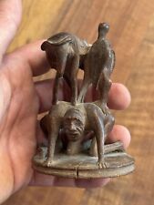 Monoxyl Sculpture Folk Art - Human and Animal Figures - Carved Wood