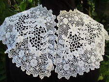 Antique 1910 Irish Lace Handmade Crochet Large Shawl Collar