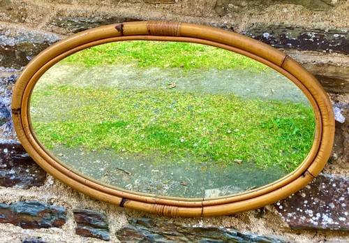 Miroir ovale mid - mid-century, avec