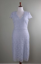 LAUREN RALPH LAUREN $139 Blue V-Neck Guipure Lace Lined Sheath Dress Size 10