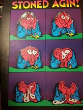 STONED AGIN! MARIJUANA VINTAGE 1970's BLACKLIGHT HEADSHOP POSTER By R. Crumb