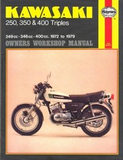 KAWASAKI KH250,KH400,S1,S2,S3,TRIPLE HAYNES WORKSHOP MANUAL 1972-1979