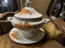 Ancienne Grosse Soupière Faïence Années 1940 