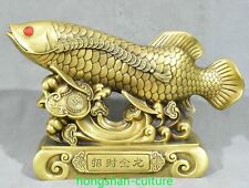 13" laiton cuivre Fengshui richesse pièce poisson poisson rouge Ruyi Statue