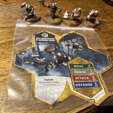RARE HASBRO HEROSCAPE THE AXEGRINDERS OF BURNING FORGE FEYLUND CARD & FIGURINES