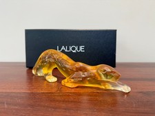 Lalique France: PM Zeila panther crystal amber.