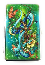 Étui cigarette métallique pour 14 cigarettes longues 100'S illustration Dragon